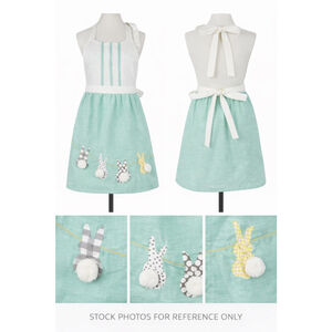 World Market Easter Bunny Apron NWOT Pastel Green White Cottagecore Spring Kitch